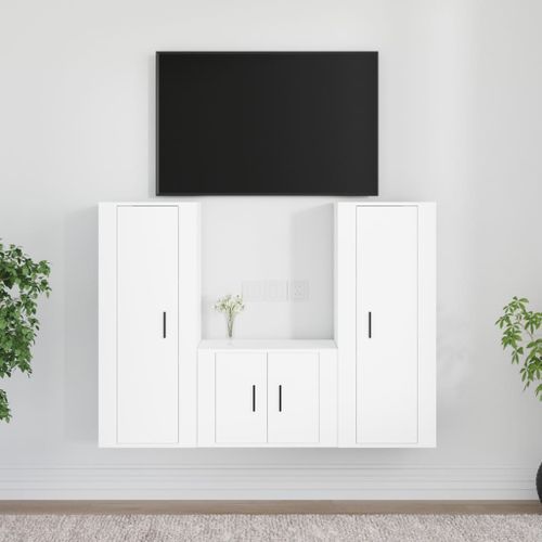 Ensemble de meubles TV 3 pcs Blanc Bois d'ingénierie - Photo n°2; ?>