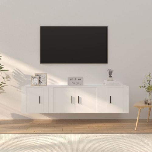 Ensemble de meubles TV 3 pcs Blanc Bois d'ingénierie - Photo n°2; ?>