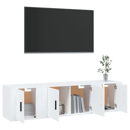 Ensemble de meubles TV 3 pcs Blanc Bois d'ingénierie - Photo n°3; ?>