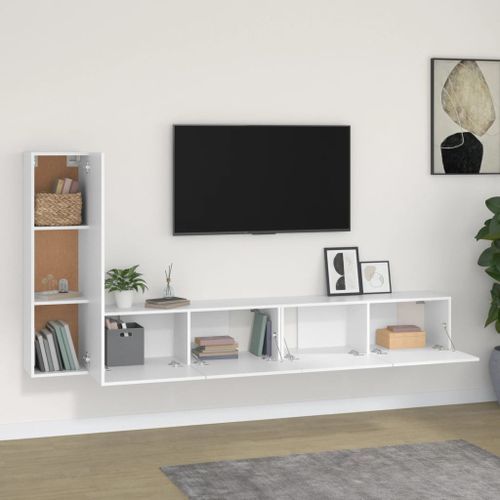 Ensemble de meubles TV 3 pcs Blanc Bois d'ingénierie - Photo n°3; ?>