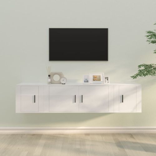 Ensemble de meubles TV 3 pcs Blanc brillant Bois d'ingénierie - Photo n°2; ?>