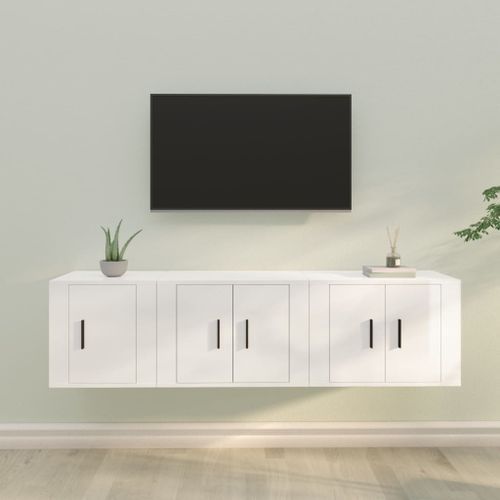 Ensemble de meubles TV 3 pcs Blanc brillant Bois d'ingénierie - Photo n°2; ?>