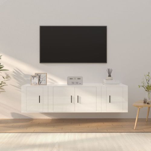 Ensemble de meubles TV 3 pcs Blanc brillant Bois d'ingénierie - Photo n°2; ?>