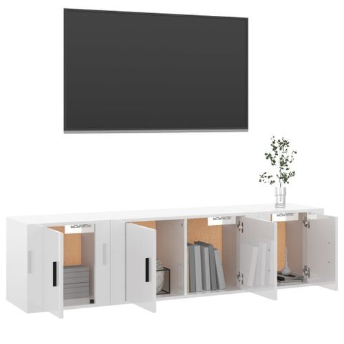 Ensemble de meubles TV 3 pcs Blanc brillant Bois d'ingénierie - Photo n°3; ?>