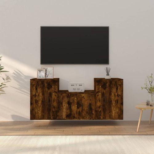 Ensemble de meubles TV 3 pcs Chêne fumé Bois d'ingénierie - Photo n°2; ?>