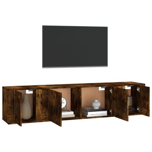 Ensemble de meubles TV 3 pcs Chêne fumé Bois d'ingénierie - Photo n°3; ?>