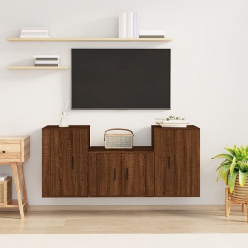 Ensemble de meubles TV 3 pcs Chêne marron Bois d'ingénierie - Photo n°2; ?>