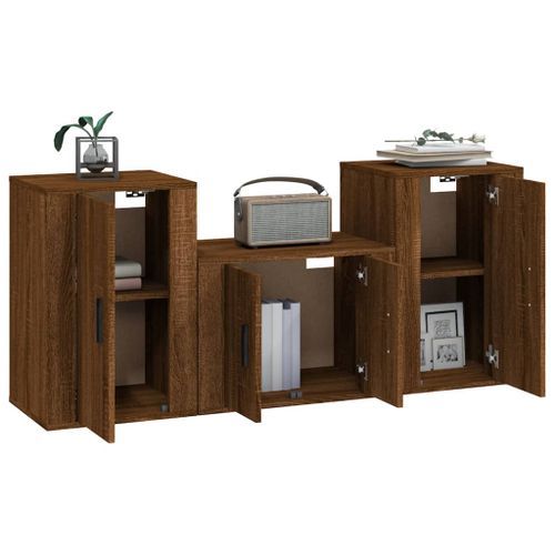 Ensemble de meubles TV 3 pcs Chêne marron Bois d'ingénierie - Photo n°3; ?>