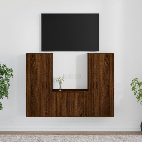 Ensemble de meubles TV 3 pcs Chêne marron Bois d'ingénierie - Photo n°2; ?>