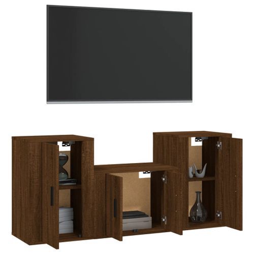 Ensemble de meubles TV 3 pcs Chêne marron Bois d'ingénierie - Photo n°3; ?>