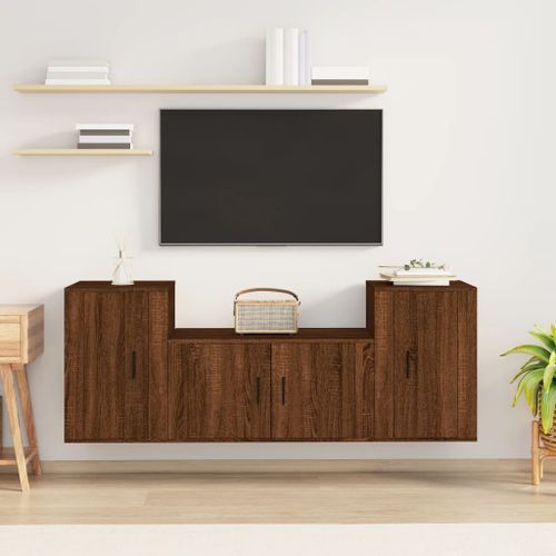 Ensemble de meubles TV 3 pcs Chêne marron Bois d'ingénierie - Photo n°2; ?>