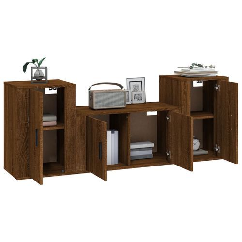 Ensemble de meubles TV 3 pcs Chêne marron Bois d'ingénierie - Photo n°3; ?>