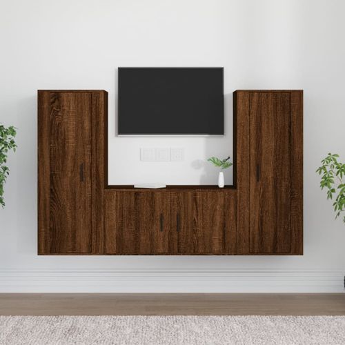 Ensemble de meubles TV 3 pcs Chêne marron Bois d'ingénierie - Photo n°2; ?>