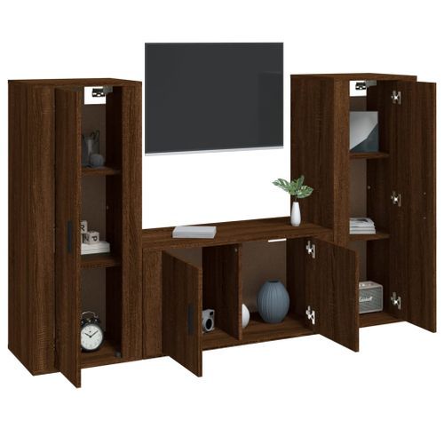 Ensemble de meubles TV 3 pcs Chêne marron Bois d'ingénierie - Photo n°3; ?>