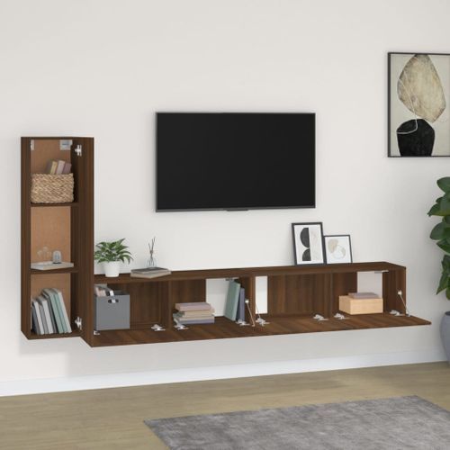 Ensemble de meubles TV 3 pcs Chêne marron Bois d'ingénierie - Photo n°3; ?>