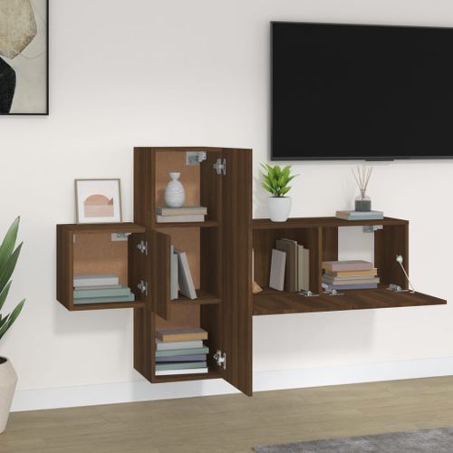 Ensemble de meubles TV 3 pcs Chêne marron Bois d'ingénierie - Photo n°3; ?>