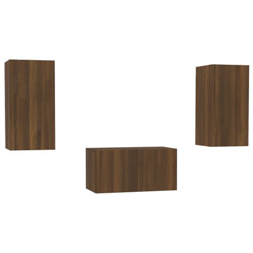 Ensemble de meubles TV 3 pcs Chêne marron Bois d'ingénierie - Photo n°2; ?>