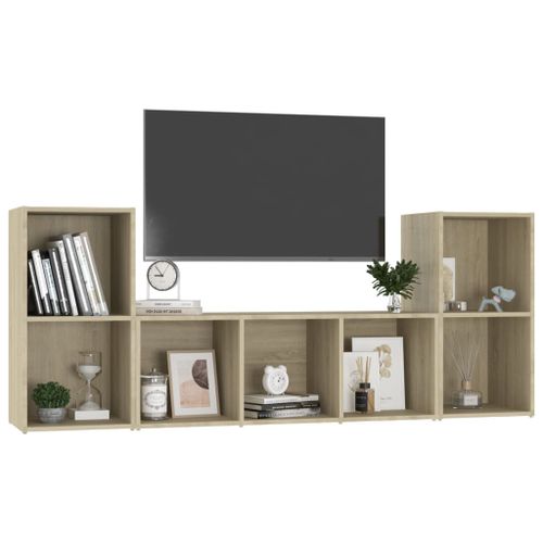 Ensemble de meubles TV 3 pcs Chêne sonoma 6 - Photo n°3; ?>