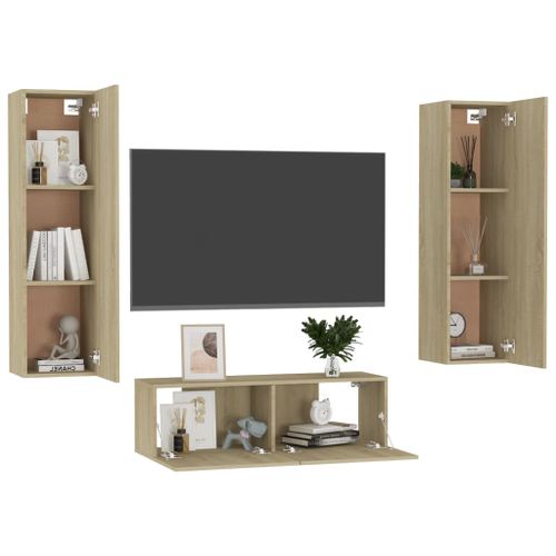 Ensemble de meubles TV 3 pcs Chêne sonoma 10 - Photo n°3; ?>