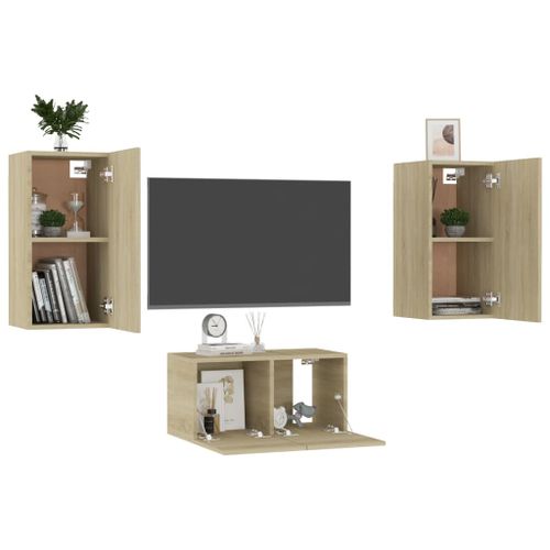 Ensemble de meubles TV 3 pcs Chêne sonoma 9 - Photo n°3; ?>