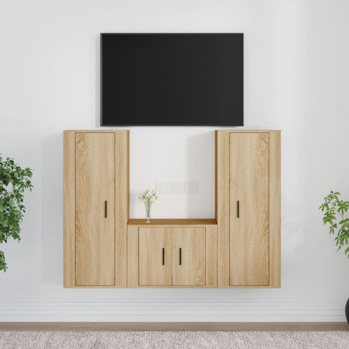 Ensemble de meubles TV 3 pcs Chêne sonoma Bois d'ingénierie - Photo n°2; ?>