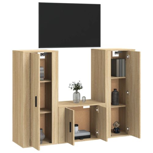 Ensemble de meubles TV 3 pcs Chêne sonoma Bois d'ingénierie - Photo n°3; ?>