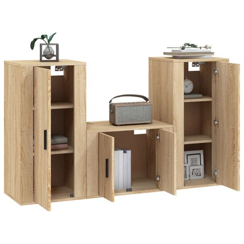 Ensemble de meubles TV 3 pcs Chêne sonoma Bois d'ingénierie - Photo n°3; ?>