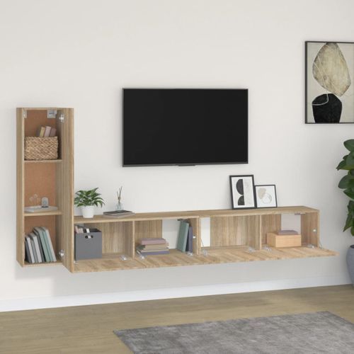 Ensemble de meubles TV 3 pcs Chêne sonoma Bois d'ingénierie - Photo n°3; ?>