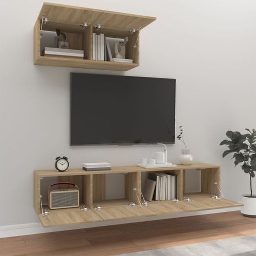 Ensemble de meubles TV 3 pcs Chêne sonoma Bois d'ingénierie - Photo n°3; ?>