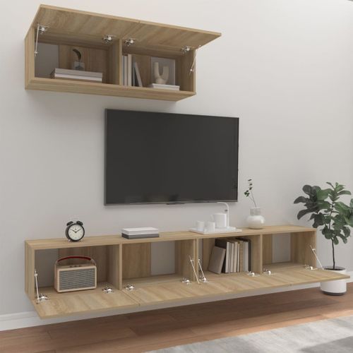 Ensemble de meubles TV 3 pcs Chêne sonoma Bois d'ingénierie - Photo n°3; ?>