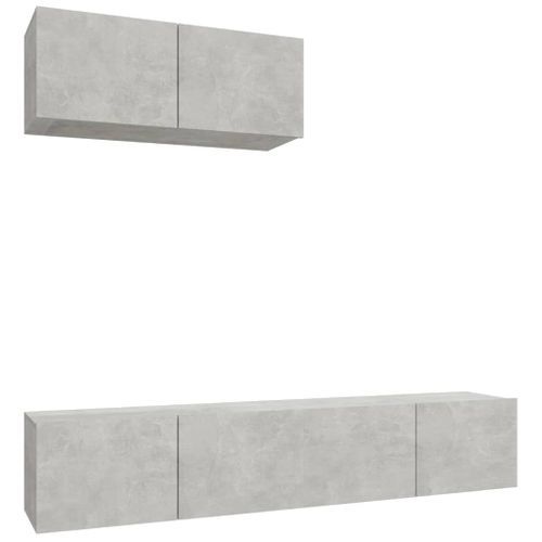 Ensemble de meubles TV 3 pcs Gris béton Bois d'ingénierie - Photo n°2; ?>