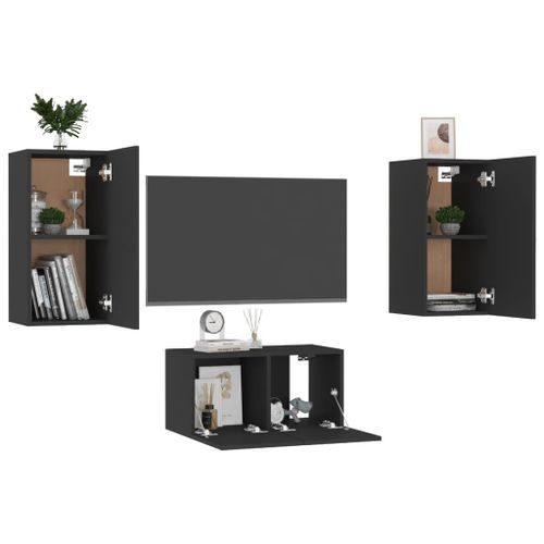 Ensemble de meubles TV 3 pcs Noir 8 - Photo n°3; ?>