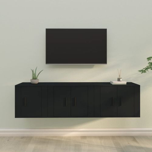 Ensemble de meubles TV 3 pcs Noir Bois d'ingénierie - Photo n°2; ?>