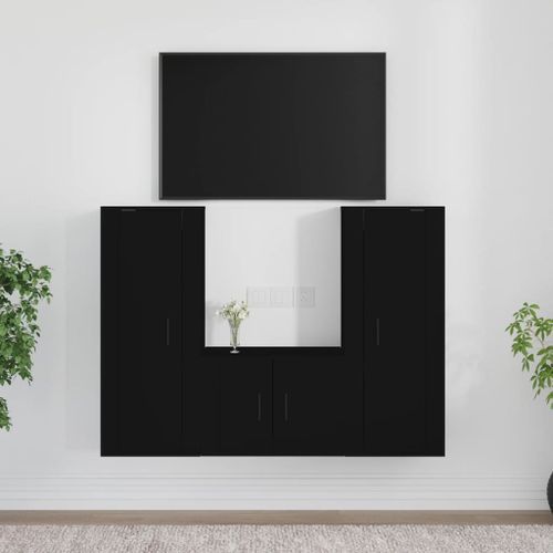 Ensemble de meubles TV 3 pcs Noir Bois d'ingénierie - Photo n°2; ?>