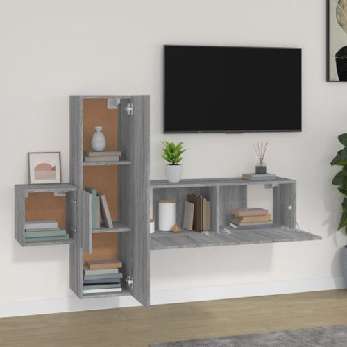 Ensemble de meubles TV 3 pcs Sonoma gris Bois d'ingénierie - Photo n°3; ?>