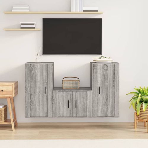 Ensemble de meubles TV 3 pcs Sonoma gris Bois d'ingénierie - Photo n°2; ?>