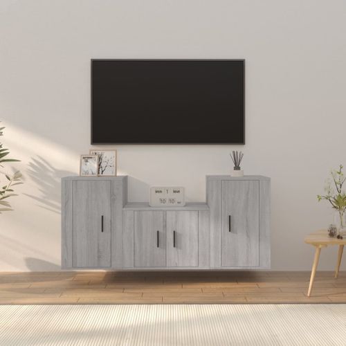 Ensemble de meubles TV 3 pcs Sonoma gris Bois d'ingénierie - Photo n°2; ?>