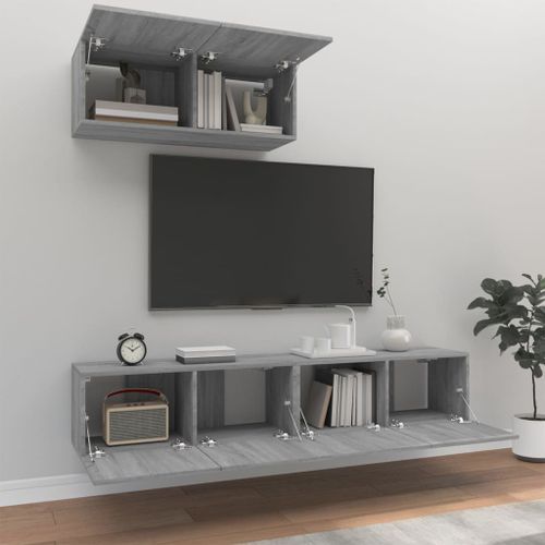 Ensemble de meubles TV 3 pcs Sonoma gris Bois d'ingénierie - Photo n°3; ?>