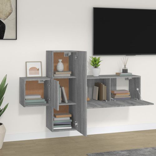 Ensemble de meubles TV 3 pcs Sonoma gris Bois d'ingénierie - Photo n°3; ?>