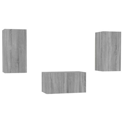 Ensemble de meubles TV 3 pcs Sonoma gris Bois d'ingénierie - Photo n°2; ?>