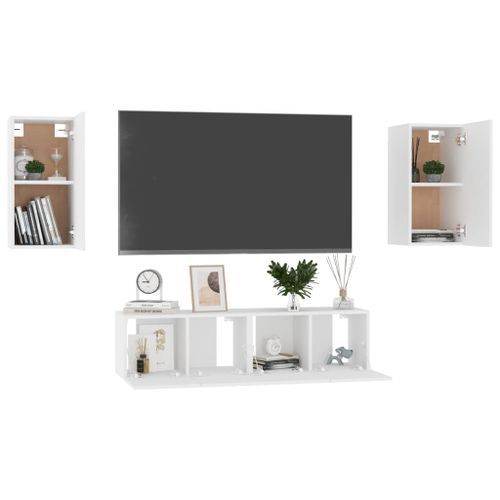 Ensemble de meubles TV 4 pcs Blanc 2 - Photo n°3; ?>