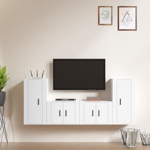 Ensemble de meubles TV 4 pcs Blanc Bois d'ingénierie - Photo n°2; ?>