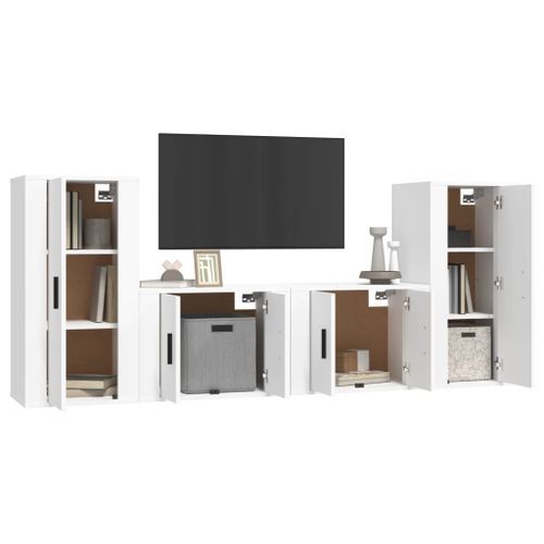 Ensemble de meubles TV 4 pcs Blanc Bois d'ingénierie - Photo n°3; ?>