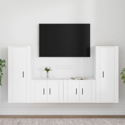 Ensemble de meubles TV 4 pcs Blanc Bois d'ingénierie - Photo n°2; ?>