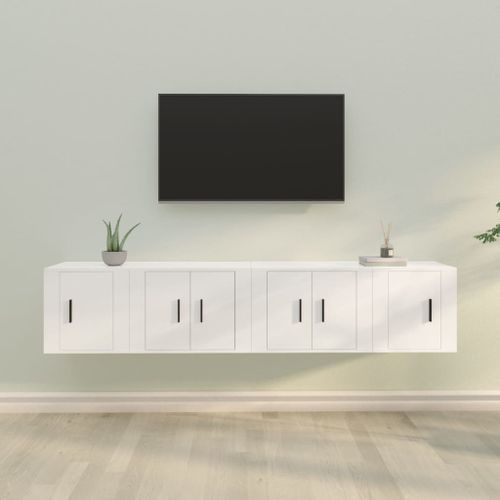 Ensemble de meubles TV 4 pcs Blanc Bois d'ingénierie - Photo n°2; ?>