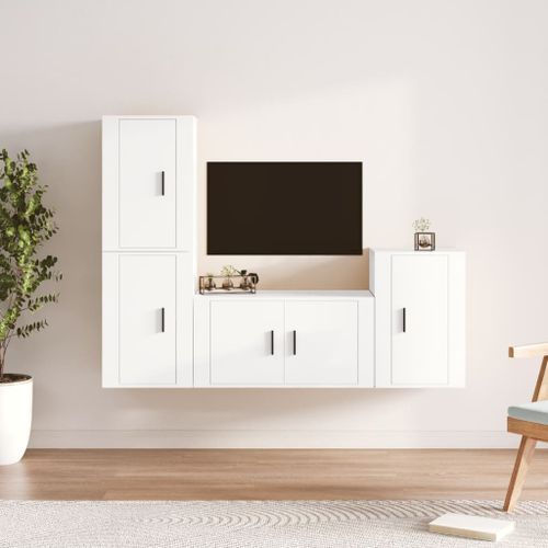 Ensemble de meubles TV 4 pcs Blanc Bois d'ingénierie - Photo n°2; ?>