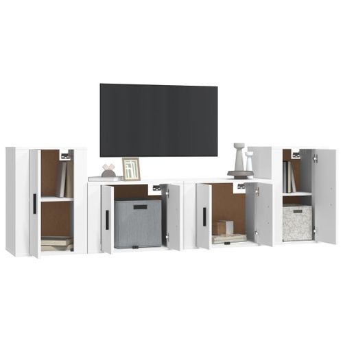 Ensemble de meubles TV 4 pcs Blanc Bois d'ingénierie - Photo n°3; ?>