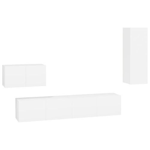 Ensemble de meubles TV 4 pcs Blanc Bois d'ingénierie - Photo n°2; ?>