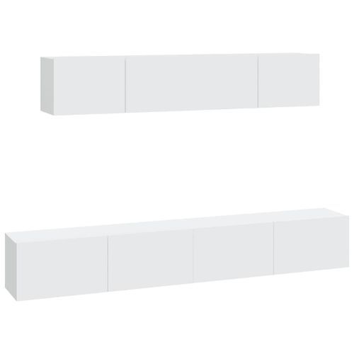 Ensemble de meubles TV 4 pcs Blanc Bois d'ingénierie - Photo n°2; ?>