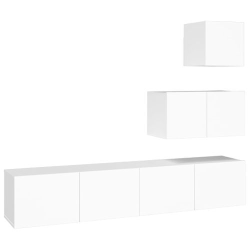 Ensemble de meubles TV 4 pcs Blanc Bois d'ingénierie - Photo n°2; ?>